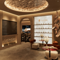 Table de bar en laque légère de luxe Sundo pour la réception d'hôtel, les salons de beauté, les magasins de vêtements, les boutiques de robes de mariée, les établissements de formation