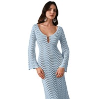 Robe de plage longue pour femme, personnalisée en usine, au crochet, ajourée, dos nu, sexy, cache-maillot de bain