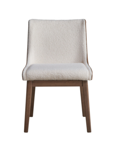 Modern Contemporary Brown White Boucle Upholstery Convertible Dining Chairs Set 2 Wingback <b>Walnut</b> Finish Retro Style Hotel - Product Image 6