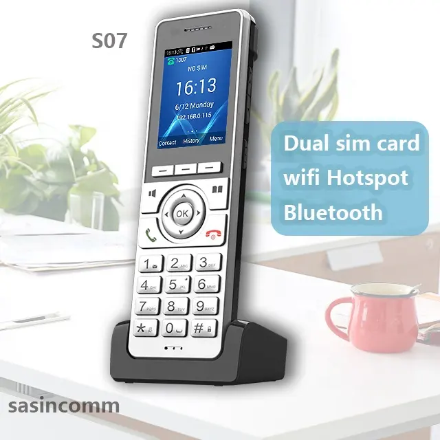 Sasincomm S07 4G LTE Dual SIM Cartão Sem Fio WiFi Hotspot Telefone IP Fixado Sem Fio Terminais SIP VoIP Telefone