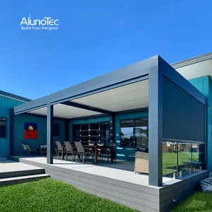AlunoTec Motorisierter Außen pavillon Modernes Aluminium-Louvre-Dach Bio klimatische Pergola für Sonnenschutz