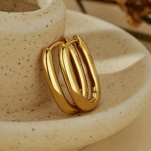 Semplici 925 in <span class=keywords><strong>argento</strong></span> Sterling grandi <span class=keywords><strong>orecchini</strong></span> <span class=keywords><strong>rettangolari</strong></span> cilindrici alla moda coreane gioielli da donna placcati in oro 18K - Product Image 1