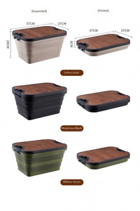 Scatola Pieghevole per Campeggio, Coperchio Sigillato Antiperdita e Robusto Coperchio in Legno, Organizzatore Portatile per Attrezzatura da Esterno e Bagagliaio Auto - Product Image 6