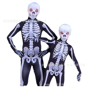 Hongbo Mingchuang Adult <b>Skeleton</b> Costume Bodysuit Halloween Cosplay <b>Full</b> Body Suit Unisex <b>Size</b> L - Product Image 3
