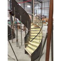 Escalier Circulaire Intérieur Moderne en Marbre Courbé avec Rampe en Verre et Main Courante en Acier Inoxydable - Meilleures Ventes