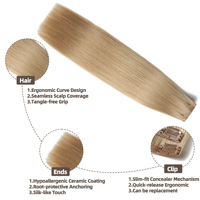 Extensions de cheveux 100% Remy naturels à clipser, double épaisseur, résistantes à la chaleur, douces comme de la soie, pour cheveux fins et légers, 18-26 pouces, 7 pièces pour tête entière