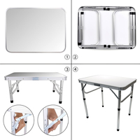 Table de camping pliable en aluminium portable avec logo personnalisé et emballage personnalisé pour pique-nique et barbecue en plein air