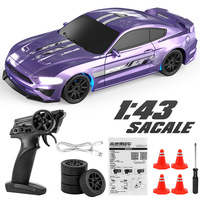 Voiture de course télécommandée à quatre roues motrices proportionnelle à l'échelle 1:43 avec gyroscope, éclairage à 7 couleurs, châssis en alliage, voiture de drift RC