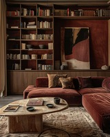 Vermonhouzz Meuble de salon moderne en bois grainé, grande capacité, étagères ouvertes, vitrine et bibliothèque de rangement sur mesure