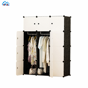Armoire modulaire portable <span class=keywords><strong>pas</strong></span> chère, 12 cubes, noire avec porte blanche, boîte <span class=keywords><strong>de</strong></span> <span class=keywords><strong>rangement</strong></span> en plastique - Product Image 4