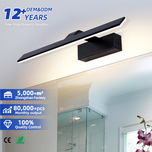 Lámpara de pared moderna de aluminio negro de 16 pulgadas, luz LED para espejo de baño, luz blanca cálida de 3500K, montaje en superficie - Product Image 1