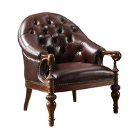 Fauteuil lounge individuel en bois, fauteuil lounge en cuir pour balcon, fauteuil lounge pour salon, chaise élégante pour visiteurs de bureau