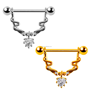 Joyas de <span class=keywords><strong>Piercing</strong></span> Corporal de Acero Inoxidable, Anillo en U para el Pecho, Barra para Pezón con Colgante de Corazón de Circonita Cúbica - Product Image 4