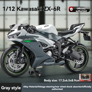 Modelo de Motocicleta de Metal Fundido a Presión a Escala 1:12 de la <span class=keywords><strong>Kawasaki</strong></span> Ninja ZX-6R, Juguete para Niños con Retroceso y Dirección en la Rueda Delantera, Modelo de Simulación Decorativo - Product Image 6