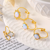 Bague ouverte ajustable Gaovo Niche Premium Opal, plaquée or 18 carats, en acier inoxydable, bijoux de luxe pour femmes, à porter tous les jours