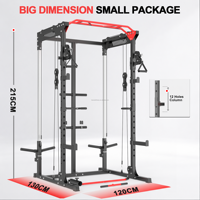 Sistema de Poleas Cruzadas, Estación de Dominadas, Equipo de Fuerza para Gimnasio, Power Rack, Entrenador Funcional con Accesorio Landmine