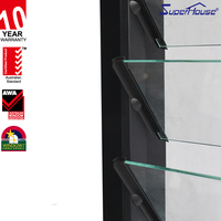 Fenêtre à persiennes en verre avec cadre en aluminium sur mesure, taille réglable pour projets commerciaux de balcons, terrasses et villas côtières