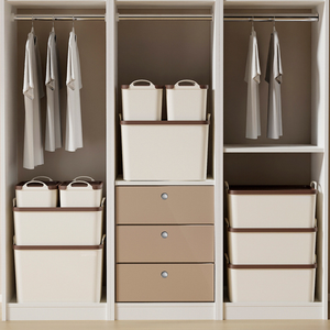 कपड़ों के घरेलू अलमारी के लिए क्रीम-स्टाइल पीपी भंडारण बॉक्स में कैबिनेट की बड़ी क्षमता टिकाऊ डिजाइन को कवर किया गया - Product Image 2