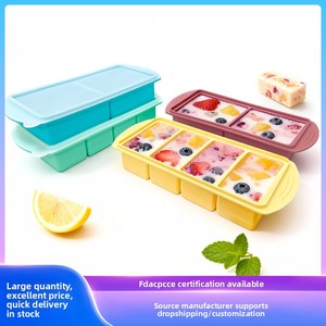 Bac à glaçons en silicone de qualité alimentaire avec couvercle, moule de congélation multi-cavités, moule à glace hermétique pour soupes, rangement de cuisine - Product Image 3
