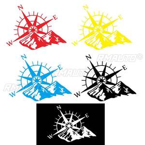 Autocollants de carrosserie 60x45cm pour voiture : Boussole et Montagne – Décoration DIY pour SUV, Véhicules Tout-Terrain, Camping-Cars et Motorhomes - Product Image 2