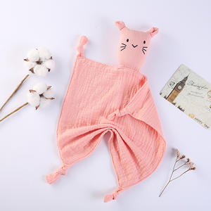 Joli chat <span class=keywords><strong>Double</strong></span> couche 100% <span class=keywords><strong>coton</strong></span> <span class=keywords><strong>gaze</strong></span> apaiser couverture couette serviette salive Bandana poupée bavoirs - Product Image 2