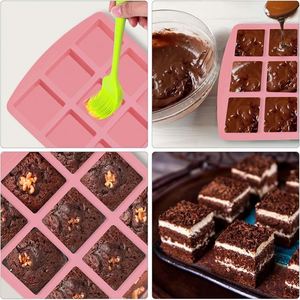 Moule à pâtisserie en silicone carré à 12 cavités, antiadhésif, pour brownie, gâteau, pudding, gelée - Product Image 3