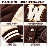 Veste universitaire personnalisée avec manches en cuir PU, étiquette tissée, broderie, étiquette suspendue, veste Letterman à marque privée, OEM
