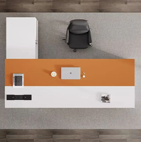 Ensemble de bureau et chaise exécutifs en bois orange, mobilier de bureau minimaliste moderne pour immeuble de bureaux, respectueux de l'environnement