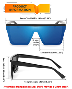 แว่นกันแดดทรงสี่เหลี่ยมขนาดใหญ่แบบชิ้นเดียวสำหรับผู้หญิงและผู้ชาย รุ่นใหม่ ผลิตตามสั่งจากโรงงาน คุณภาพสูง เลนส์สีเขียวแบบกระจก - Product Image 5
