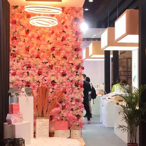 Manufacturer 3D Rose Floral Wedding Decorative Backdrop Artificial Hydrangea Silk Flower Wall