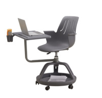 Chaise de formation mobile intégrée moderne avec tablette d'écriture, pour usage scolaire, entièrement en plastique moulé par injection, hauteur réglable, ergonomique