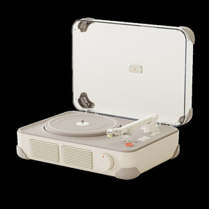 Tocadiscos plano de madera T400 directo de fábrica con altavoz estéreo incorporado, BT 5.0, 3 velocidades, compatible con discos de vinilo de 7, 10 y 12 pulgadas, color amarillo queso. - Product Image 4