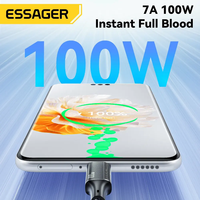 Essager kabel pengisi daya cepat, kawat Data pengisi daya USB C ke Tipe C Multi perangkat 100W 3 in 1