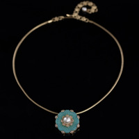 Collier pendentif floral vintage, imitation perles, chaîne en alliage, pendentif en pierre, bijoux de Noël