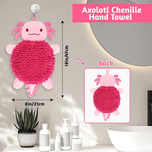 Toalla de Mano de Axolotl al por Mayor <span class=keywords><strong>para</strong></span> Baño, Cocina, Hogar, Estilo de Dibujos Animados, Super Absorbente, de Chenilla, Divertida, Decorativa, <span class=keywords><strong>para</strong></span> Colgar - Product Image 2