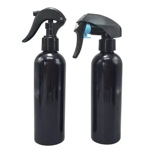 250 мл пустой ПЭТ цилиндрический Пластиковый черный спрей 8 унций бутылка-распылитель с черным спусковым распылителем