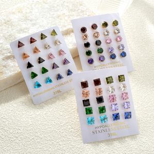 Bijoux en acier inoxydable 304/316L de mode en gros, plaqués or 18 carats, zircone colorée, forme personnalisée, boucles d'oreilles pendantes pour femmes - Product Image 4