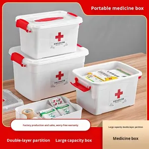 Large Capacity Double-layer Plastic Medical Kit with Folding Design for <strong>Household</strong> First <strong>Aid</strong> and Multi-Purpose Medicine Storage - Product Image 2