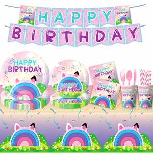 Juego de Platos, Servilletas, Banderines y Mantel Desechables con Temática de <span class=keywords><strong>Casa</strong></span> de Muñecas <span class=keywords><strong>Gaby</strong></span> para Decoración de Mesa de Fiesta de Cumpleaños Infantil - Product Image 3