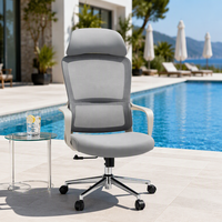 Chaise de bureau exécutive ergonomique moderne pivotante et réglable de luxe à dossier ouvert en maille PP pour ordinateur, avec pieds croisés