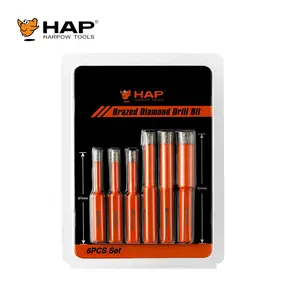 Emballage blister 6 pièces ensemble de forets à noyau de diamant brasés 5mm 6mm 6.5mm 8mm 10mm 12mm Kit de scie cloche à tige hexagonale - Product Image 1