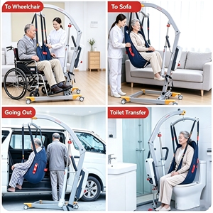 Chaise de transfert électrique robuste pour patient, cadre en alliage d'aluminium, moteur <span class=keywords><strong>MOTEK</strong></span> 8000N, élévateur pliable - Product Image 5