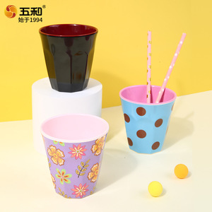 Five And Harmony Melamine Water Cup 350ml Flower Pattern Party Use - Product Image 1
