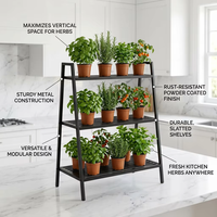 Support pour plantes en métal à trois niveaux antirouille - Convient à l'intérieur et à l'extérieur - Revêtement en poudre de zinc - Support pour pot