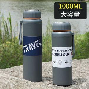 Termo de acero inoxidable de doble pared con logotipo personalizado, botella de agua aislada con taza, gran capacidad, <span class=keywords><strong>1000ml</strong></span>, venta al por mayor - Product Image 6
