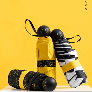 स्माइल फेस पीला स्माइली पैरासोल रेन अम्ब्रेला फोल्डिंग अम्ब्रेला स्माइल फोल्डेबल क्लासिक ब्लैक अम्ब्रेला स्माइली के साथ - Product Image 3