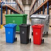 Poubelle à roulettes d'extérieur avec couvercle rabattable, bac à déchets rectangulaire pour usage commercial, jardin et rue