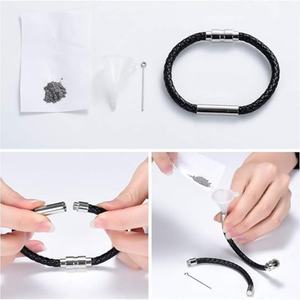 Bracelet cylindrique en cuir véritable pour cendres d'animaux de compagnie, urne funéraire, porte-cendres, bijou commémoratif <span class=keywords><strong>réglable</strong></span> pour chat et chien, personnalisable - Product Image 5