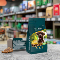 Sacs à fond plat personnalisés et colorés en PET/AL/LDPE imprimés par gravure avec fermeture éclair pour l'emballage de friandises pour chiens (viande de poulet séchée)
