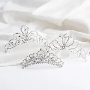 China Jewelry Wholesale Metal Princess Diamond Tiara Hair Queen Birthday Wedding Bridal Crown Luxury Headpieces For Adults